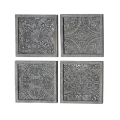 Kirkland's Home Metallic Carved Fir Wood Wall Plaques, Set Of 4- Wall Plaques