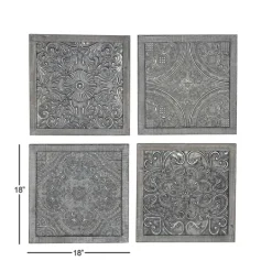 Kirkland's Home Metallic Carved Fir Wood Wall Plaques, Set Of 4- Wall Plaques