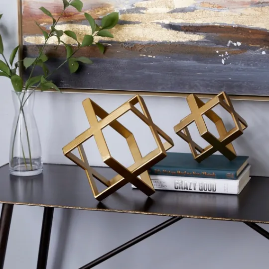 Kirkland's Home Metallic Cube Sculptures, Set Of 2- Statues & Figurines
