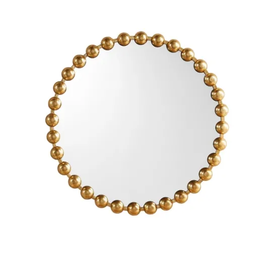 Kirkland's Home Metallic Gold Foiled Beaded Wall Mirror, 27 In.- Decorative Mirrors