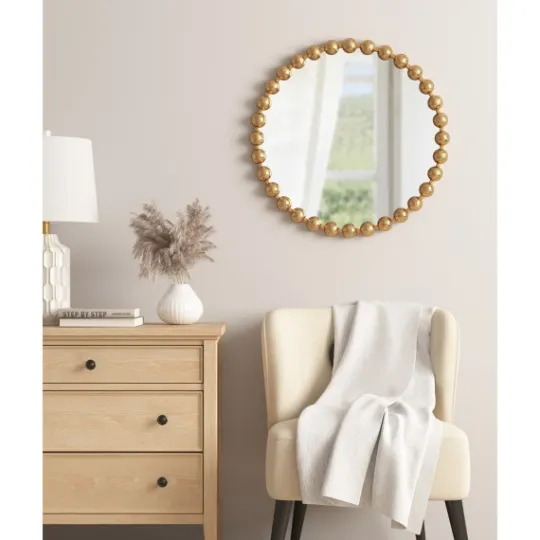 Kirkland's Home Metallic Gold Foiled Beaded Wall Mirror, 27 In.- Decorative Mirrors