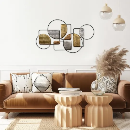 Kirkland's Home Metallic Modern Abstract Shapes Wall Plaque- Wall Plaques
