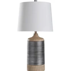 Kirkland's Home Metallic Silver Banded Table Lamp- Table Lamps