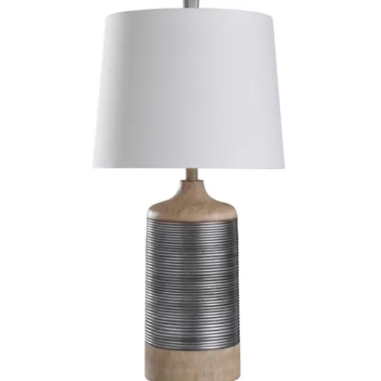 Kirkland's Home Metallic Silver Banded Table Lamp- Table Lamps