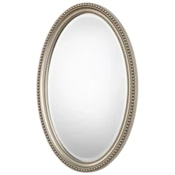 Kirkland's Home Metallic Silver Beaded Edge Oval Mirror- Decorative Mirrors
