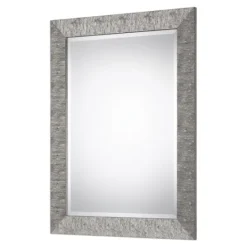 Kirkland's Home Metallic Silver Textured Frame Wall Mirror- Decorative Mirrors