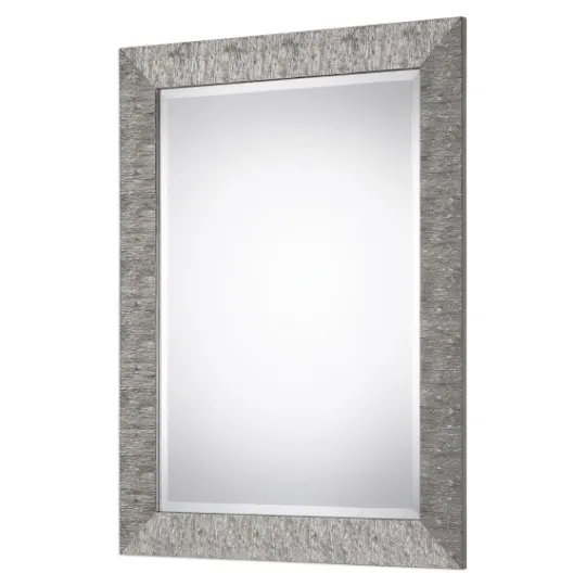 Kirkland's Home Metallic Silver Textured Frame Wall Mirror- Decorative Mirrors