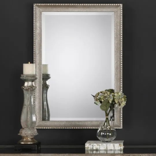 Kirkland's Home Metallic Silver Textured Frame Wall Mirror- Decorative Mirrors