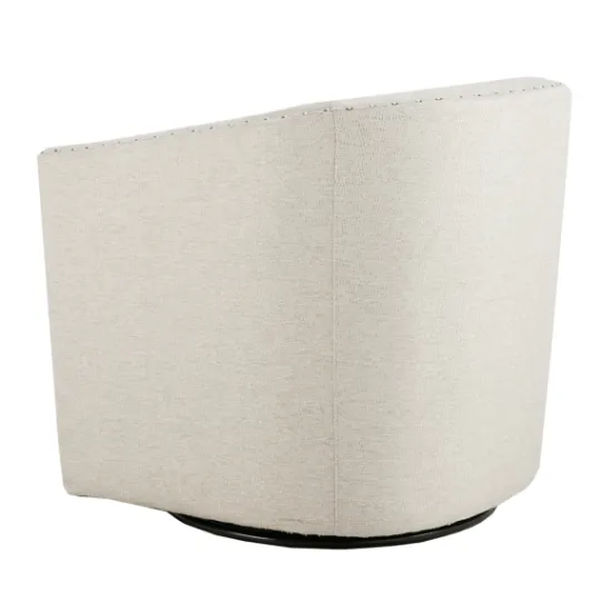 Kirkland's Home Metro Club Natural Swivel Chair With Nailhead Trim- Accent Chairs