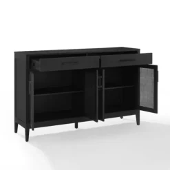 Kirkland's Home Micah Black Rattan Mesh Sideboard Cabinet- Cabinets & Sideboards
