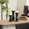 Kirkland's Home Midnight Distressed Wood Candle Holders, Set Of 3- Candle Holders