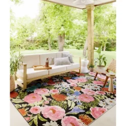 Kirkland's Home Midnight Garden Party Indoor/Outdoor Rug, 7X11- Outdoor Rugs