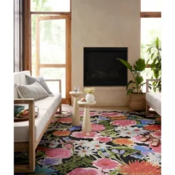 Kirkland's Home Midnight Garden Party Indoor/Outdoor Rug, 5X7- Outdoor Rugs