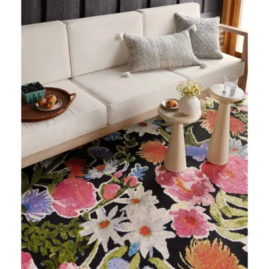 Kirkland's Home Midnight Garden Party Indoor/Outdoor Rug, 5X7- Outdoor Rugs