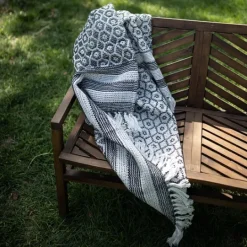 Kirkland's Home Midnight Honeycomb Outdoor Throw Blanket- Blankets & Throws