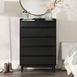 Kirkland's Home Midnight Solid Wood Pull Tab Dresser- Dressers & Chests