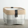 Kirkland's Home Mini Gray Plaid Bin With Leather Accent- Baskets & Boxes