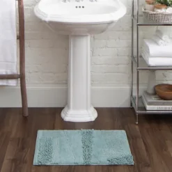 Kirkland's Home Mint Asymmetrical Cotton Bath Mat, 24 In.- Bathroom Rugs