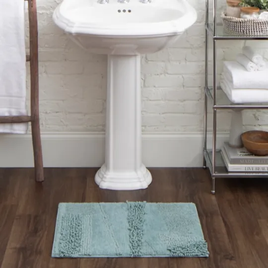 Kirkland's Home Mint Asymmetrical Cotton Bath Mat, 45 In.- Bathroom Rugs