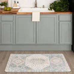 Kirkland's Home Mint Medallion Cushioned Kitchen Mat- Kitchen & Floor Mats