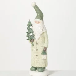 Kirkland's Home Minty Green Santa Folk Figurine- Statues & Figurines