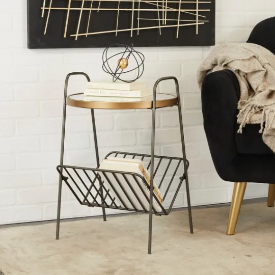 Kirkland's Home Mirror Top Magazine Rack Side Table- Accent & End Tables