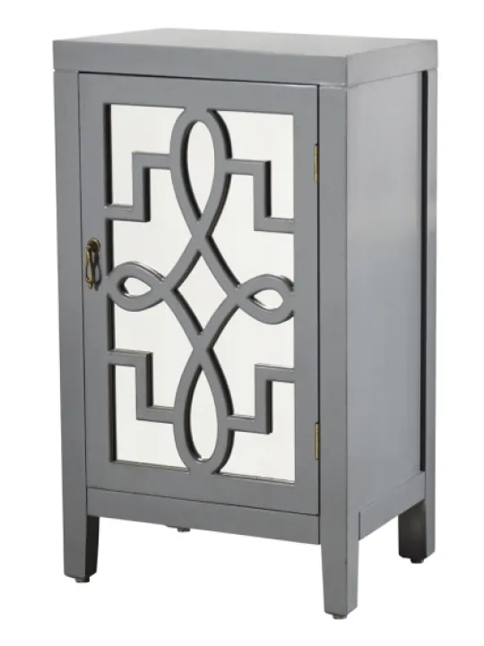 Kirkland's Home Mirrored 1-Door Cabinet With Overlay Pattern- Cabinets & Sideboards