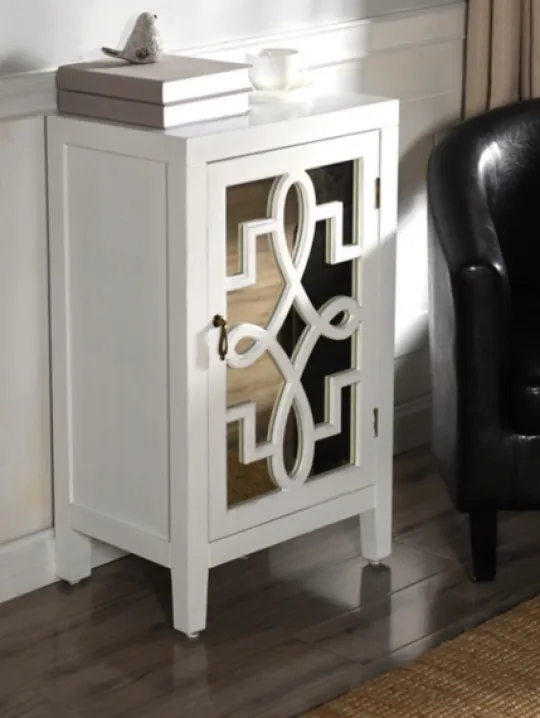 Kirkland's Home Mirrored 1-Door Cabinet With Overlay Pattern- Cabinets & Sideboards