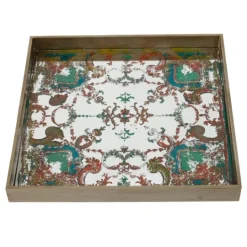 Kirkland's Home Mirrored Moroccan Pattern Tray With Gold Edges- Decorative Trays