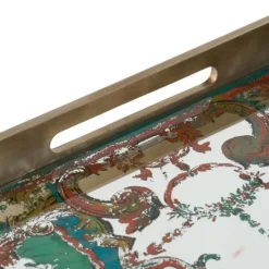 Kirkland's Home Mirrored Moroccan Pattern Tray With Gold Edges- Decorative Trays