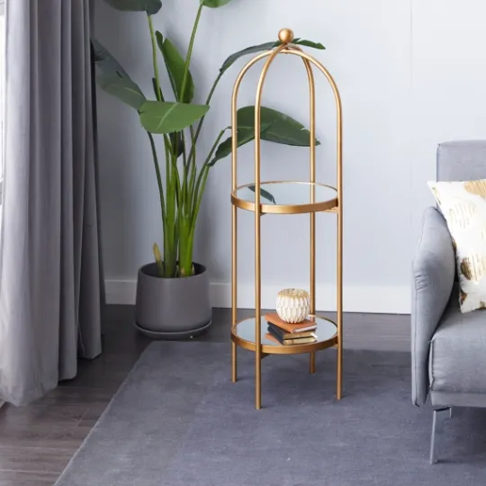 Kirkland's Home Mirrored Two-Tier Cage Shelf- Bookshelves