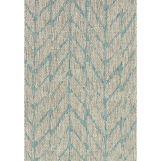 Kirkland's Home Mist And Aqua Chevron Outdoor Area Rug, 5X7- Outdoor Rugs