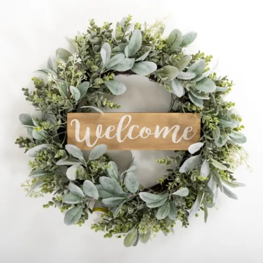 Kirkland's Home Mixed Greenery Welcome Sign Wreath- Wreaths