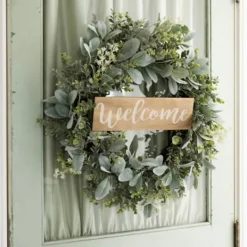 Kirkland's Home Mixed Greenery Welcome Sign Wreath- Wreaths