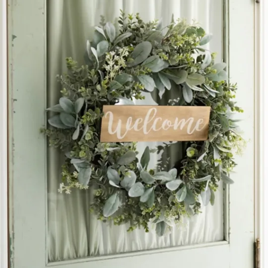 Kirkland's Home Mixed Greenery Welcome Sign Wreath- Wreaths
