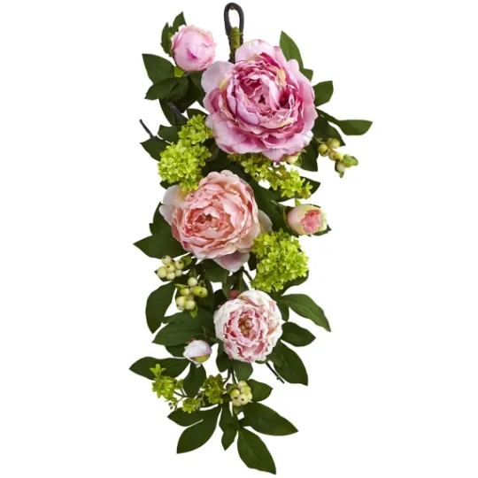 Kirkland's Home Mixed Peony And Hydrangea Swag Teardrop- Arrangements & Greenery