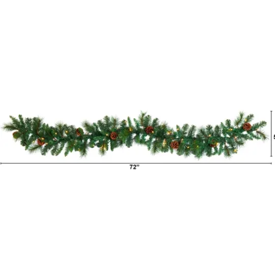 Kirkland's Home Mixed Pine Clear Led Lighted Garland- Arrangements & Greenery
