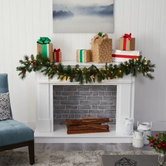Kirkland's Home Mixed Pine Clear Led Lighted Garland- Arrangements & Greenery