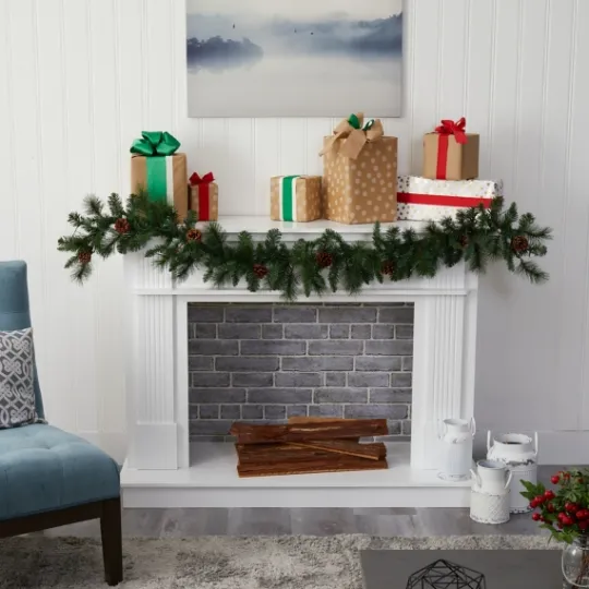 Kirkland's Home Mixed Pine Clear Led Lighted Garland- Arrangements & Greenery