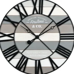 Kirkland's Home Mixed Plank And Black Metal Wall Clock- Clocks