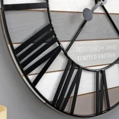 Kirkland's Home Mixed Plank And Black Metal Wall Clock- Clocks