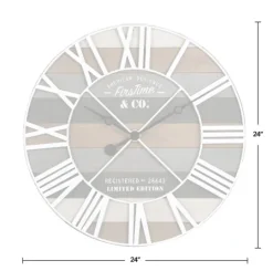 Kirkland's Home Mixed Planks And White Wooden Wall Clock- Clocks