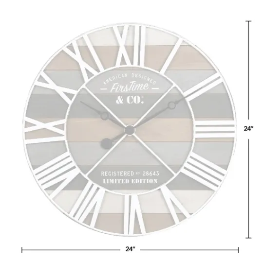 Kirkland's Home Mixed Planks And White Wooden Wall Clock- Clocks