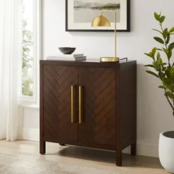 Kirkland's Home Mocha Mod Herringbone Cabinet- Cabinets & Sideboards