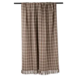Kirkland's Home Mocha Plaid Fringed Throw- Blankets & Throws