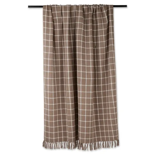 Kirkland's Home Mocha Plaid Fringed Throw- Blankets & Throws
