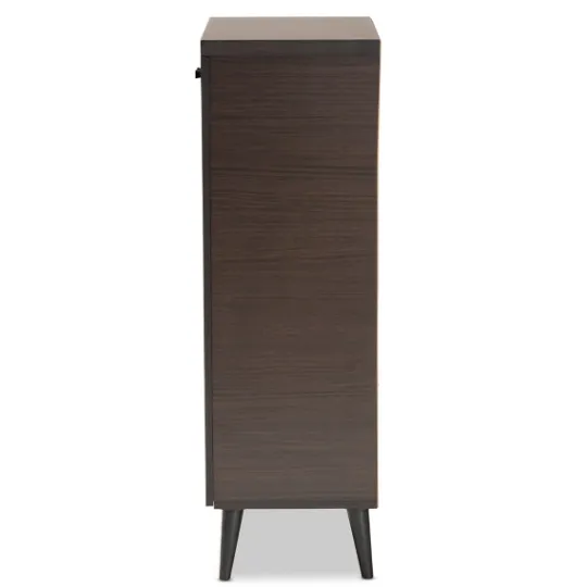 Kirkland's Home Mocha Tall Slatted Shoe Storage Cabinet- Entryway Furniture