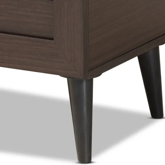 Kirkland's Home Mocha Tall Slatted Shoe Storage Cabinet- Entryway Furniture