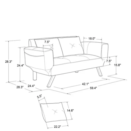 Kirkland's Home Mod Wing Arm Convertible Sofa- Sofas & Loveseats