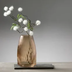 Kirkland's Home Modern Amber Ribbed Glass Vase- Vases